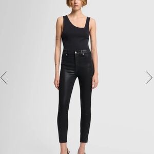 7 For All Mankind Coated Black High Waist Ankle Skinny Jeans‎ size 24